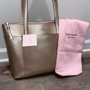 Kate Spade Holiday Lane Page Metallic Rose Gold Leather Tote